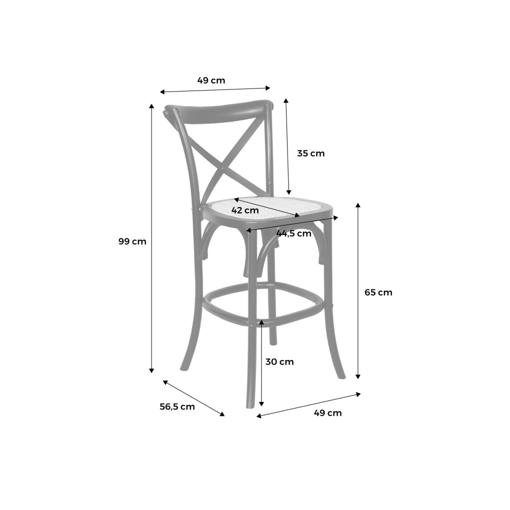 Sgabello da bar bistrot in legno vintage, noce