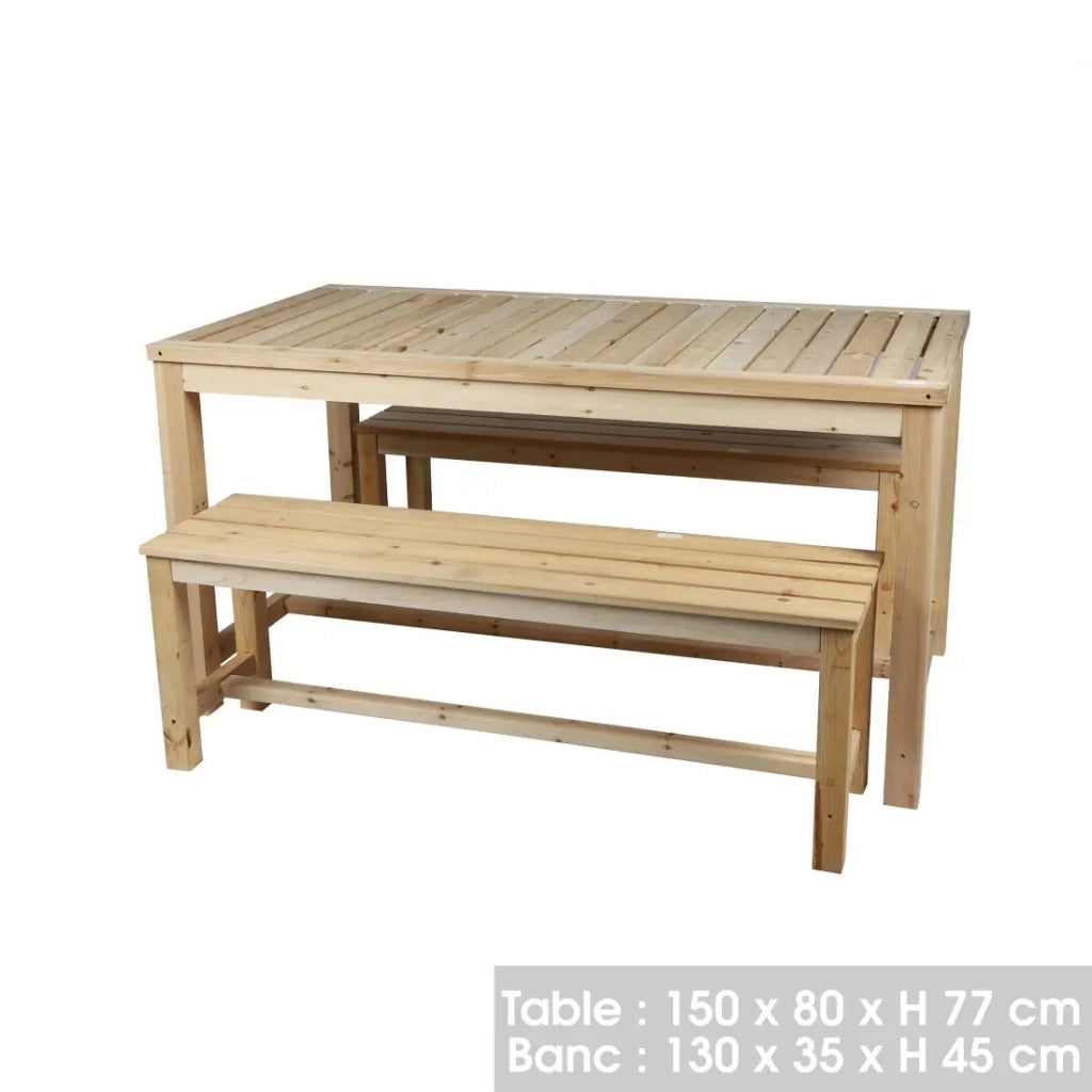 Tavolo con 2 panche in legno – Collezione NATURA – 150x80x77 cm – Spirito naturale e conviviale