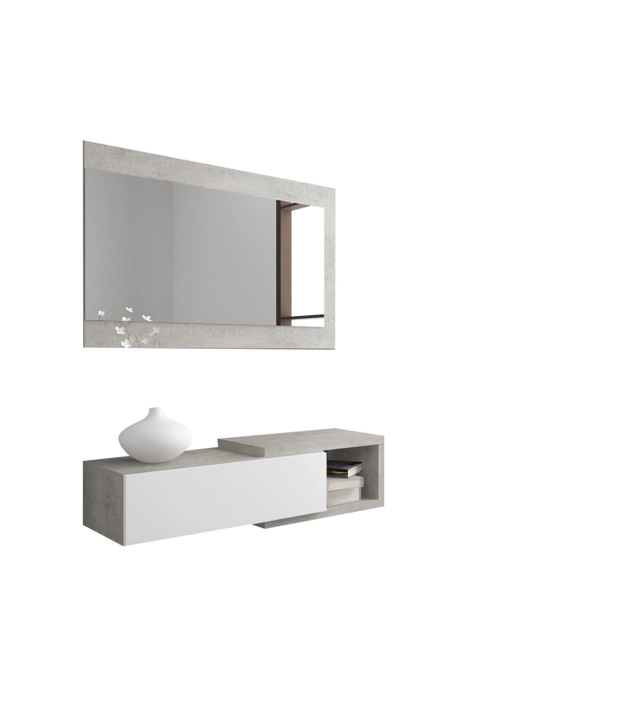 Fabbrico, Mobile da Ingresso Specchio Incluso, 95x28x77h cm Bianco