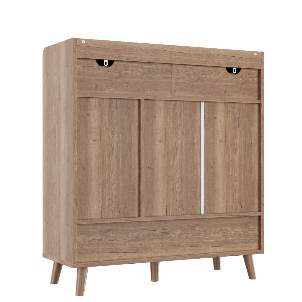 Scarpiera Consolle con Ante e Cassetti ¨C Xylo ¨C Bianco/Legno, 90x35x100 cm