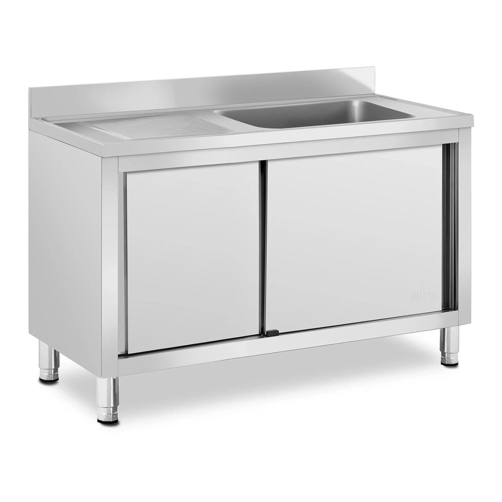 Lavello professionale in acciaio inox su mobile base con lavello in acciaio inox (1 vasca: 500 x 400 x 260 mm altezza paraschizzi: 100 mm piedini regolabili) 14_0005020