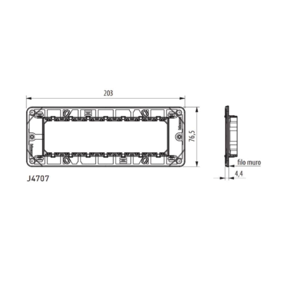 Bticino matixgo supporto per placche diverse modulazioni fissaggio con viti *** numero posti 7 moduli, confezione 1