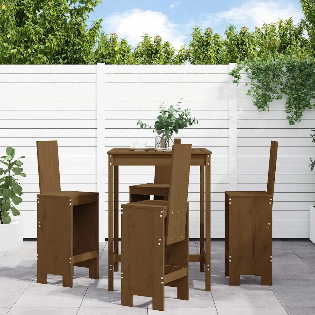 Set Bar da Giardino 5 pz | Set Salotto da Giardino ambra in Legno Massello di Pino