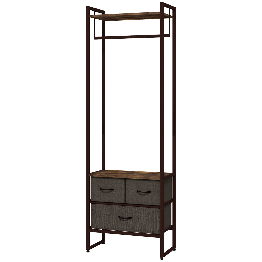 Appendiabiti con 3 cassetti e ripiano ¨C zephmum ¨C 58.5x30x178 cm marrone