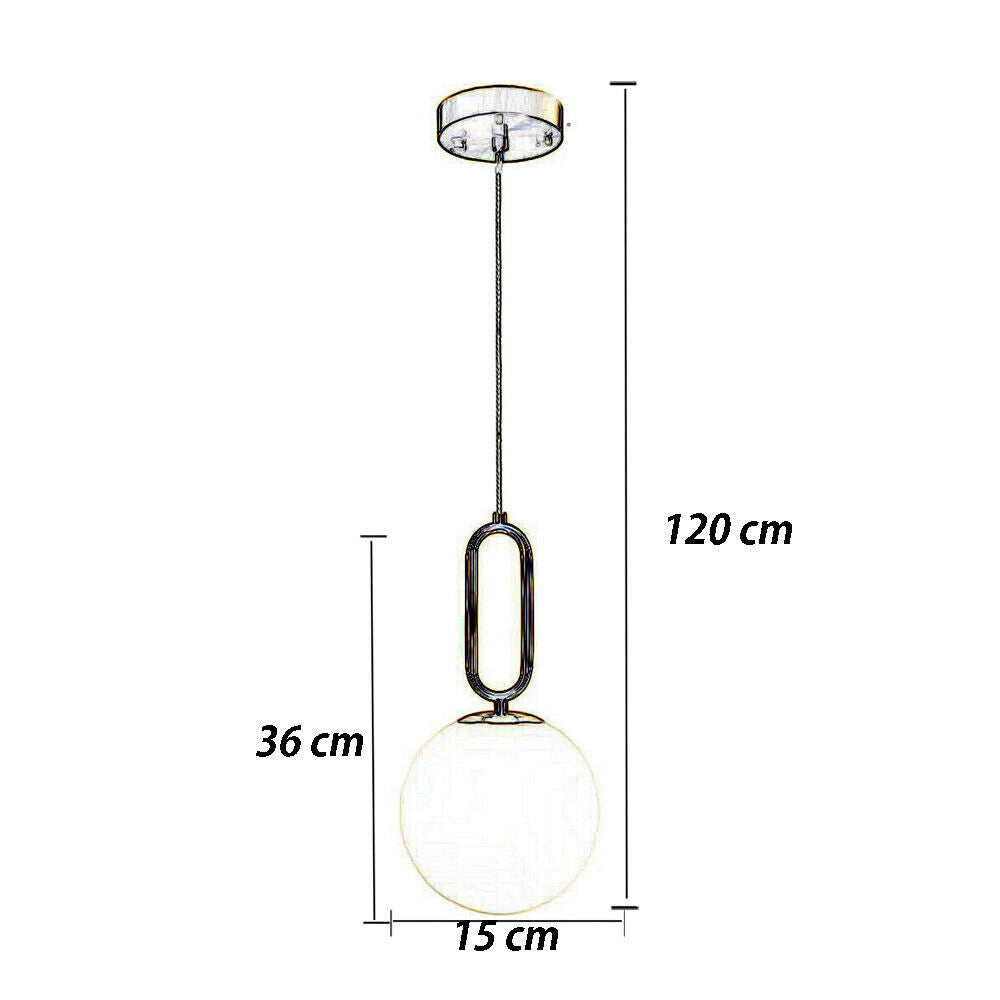 Lampadario a sospensione in metallo color bronzo con sfera luminosa opaca bianca in vetro G9