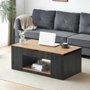 Tavolino da caffè sollevabile 109;5 cm in MDF grigio e marrone effetto legno con vano contenitore