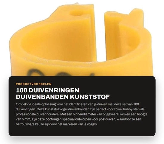 Anelli per pollo in plastica - 100 pezzi - Diametro interno 8 mm - Adatto per polli - Cinture per uccelli - Leggero