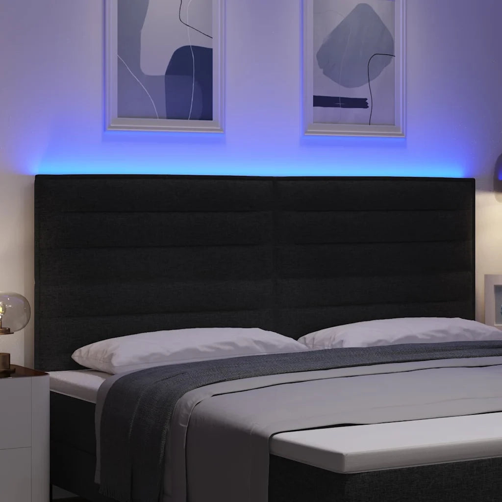 Testiera LED con strisce LED con testiera Nero 200 cm Tessuto 3338309