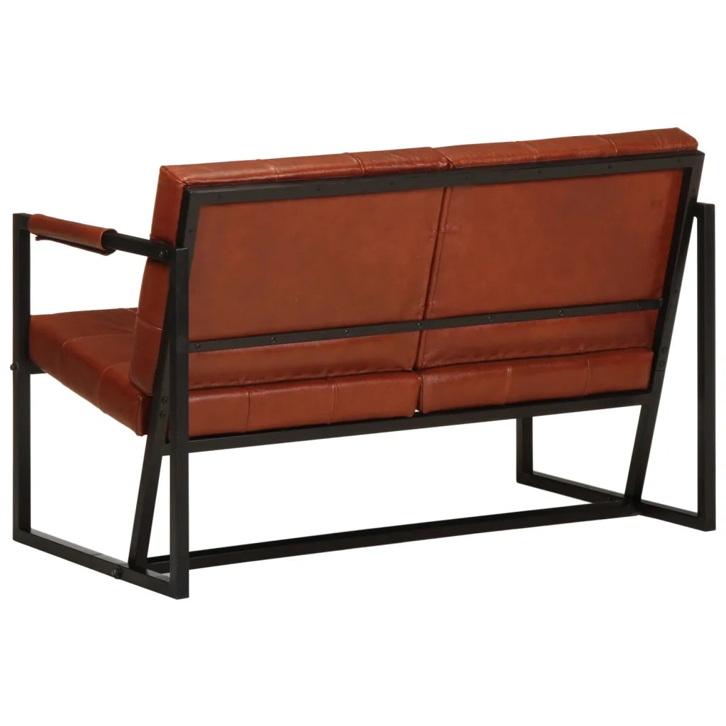 Divano a 2 Posti Marrone in Vera Pelle di Capra cod mxl 60433