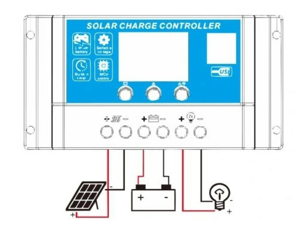 Regolatore di carica 20A per pannello solare 12/24V display LCD USB Art.89756