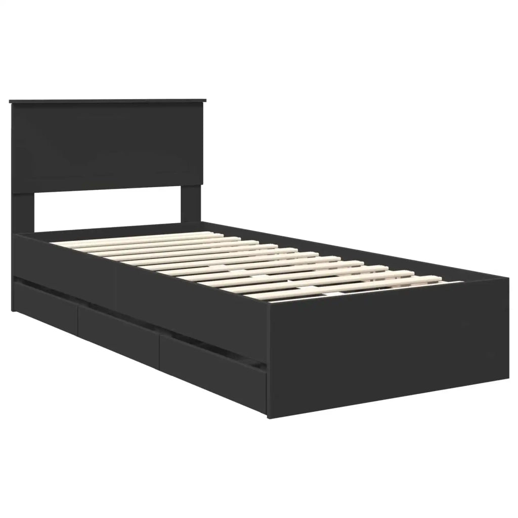 Struttura del letto-Giroletto Nero 90 x 190 cm Legno Ingegnerizzato 887172