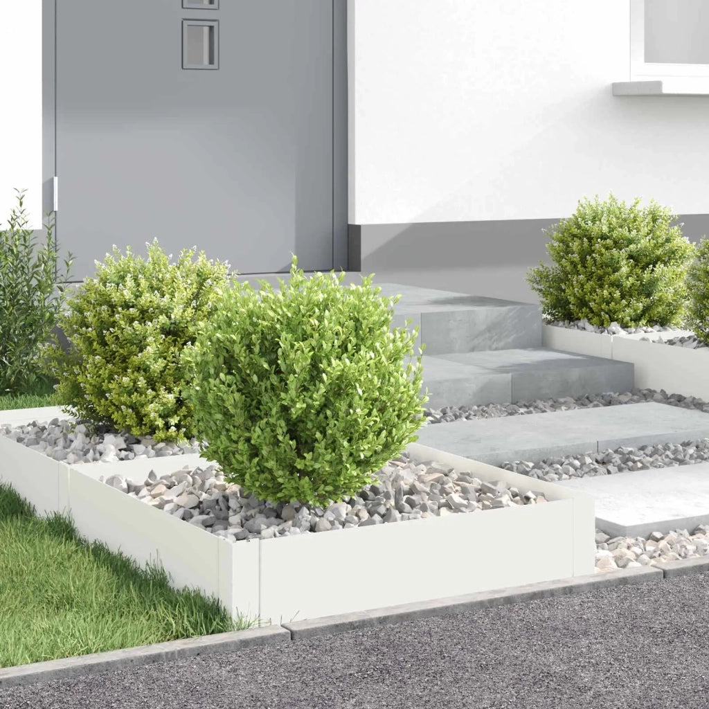 Bordura per Prato 4 pz 60 x 60 x 20 cm Acciaio Bianco 8008906
