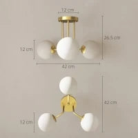 Lampadario da Soffitto Vintage con 3 Punti Luce Attacchi G9, 42x42x26.5 cm, Oro