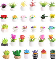 Collezione Premium - Piantine Artificiali per Mini Giardino DIY - Finte Piante e Fiori con Ornamenti Bonsai e Verdure - Accessori per Casa dei Bambini - Decorazione - 30 pezzi
