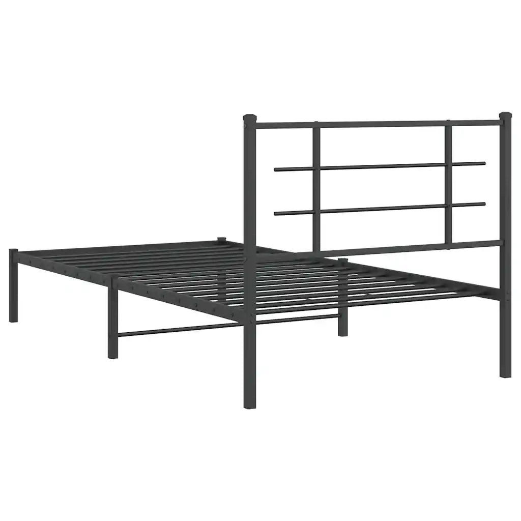 Giroletto con Testiera Metallo Nero 100x200 cm 355556