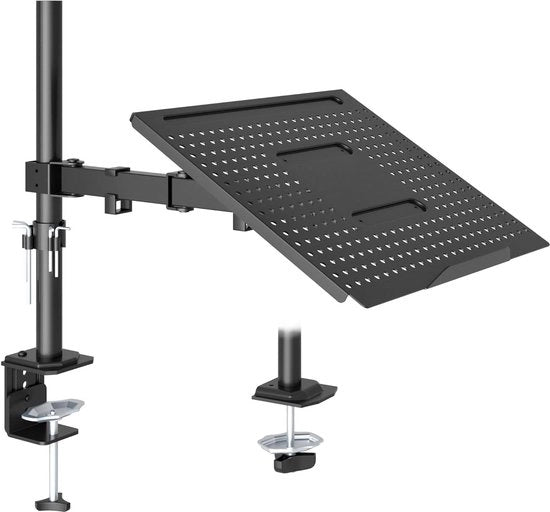 Monitor arm versatile con ventilazione per laptop per schermi da 13 a 32 pollici - 2 opzioni di montaggio - inclinazione, rotazione e inclinazione laterale