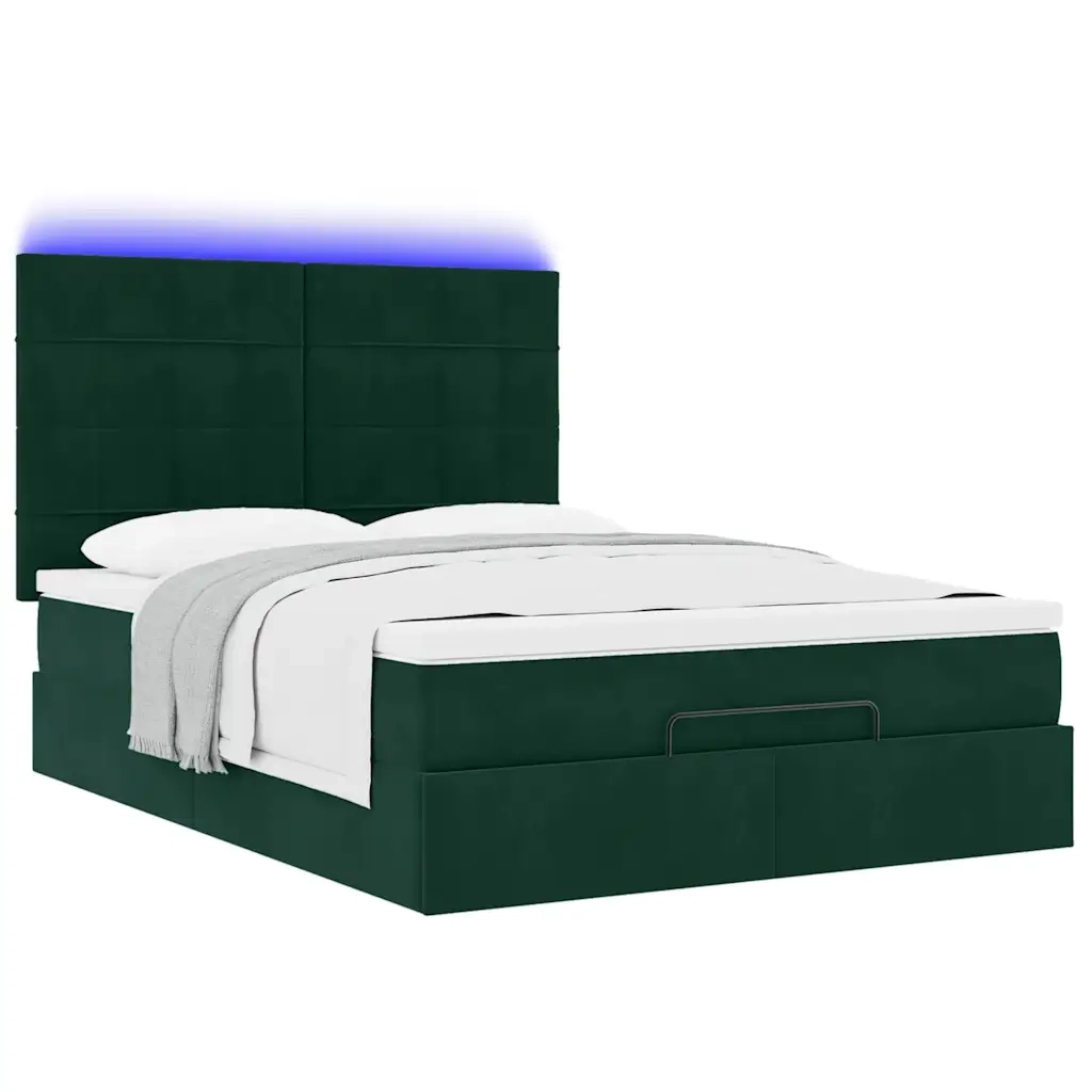Struttura Letto Pouf con Materassi 140x190 cm in Velluto