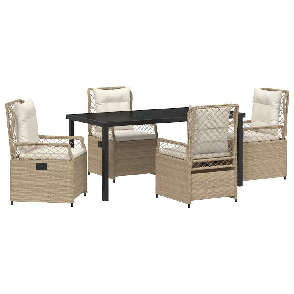 Set da Pranzo per Giardino 5 pcs Beige e Bianco Crema 3381012