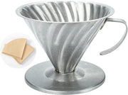 Filtro per caffè permanente e supporto per 1-4 tazze, artigianato in acciaio inossidabile con 40 filtri in carta