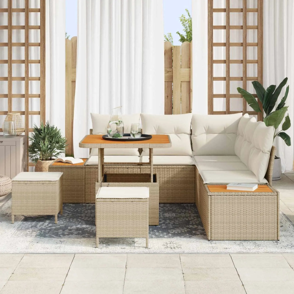 Set Divano da Giardino con cuscino 8 pcs Beige e Crema 3363301