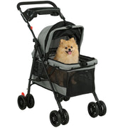 Trasportino Cane Pieghevole Grigio ¨C zephmum ¨C 4 Ruote EVA Finestre Reticolate