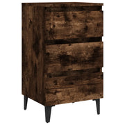 Comodino | Armadio da Notte | Mobiletto da notte con Gambe in Metallo Rovere Fumo 40x35x69 cm