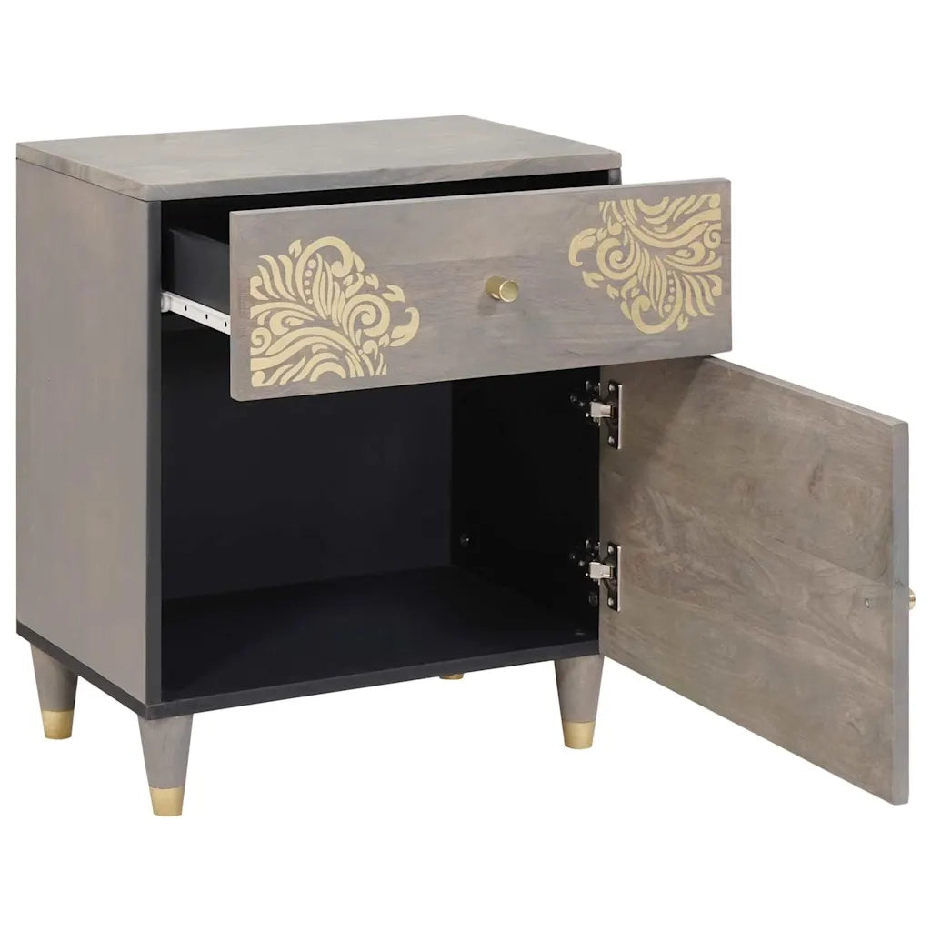 Comodino con porta con cassetto-Tavolino da notte Grigio 50 x 33 x 60 cm 687812