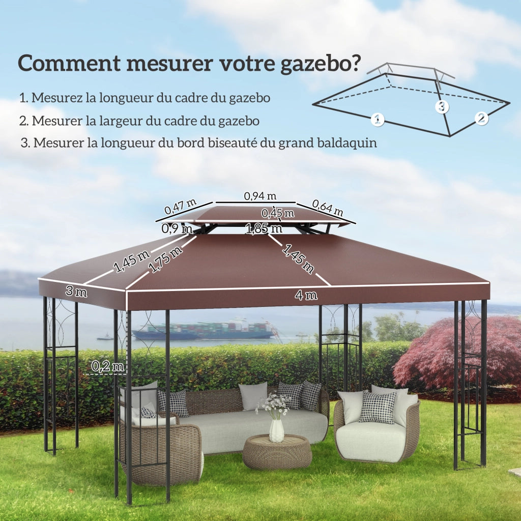 Telo Copertura per Gazebo ¨C zephmum ¨C Marrone 3x4 m