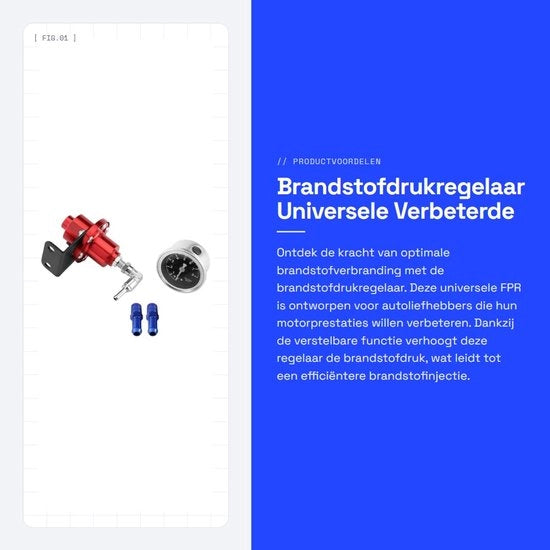 Regolatore di pressione del carburante universale - Miglioramento delle prestazioni del motore - Rosso - Regolabile pressione del carburante - Adatto per auto - Costruito in alluminio - Codice prodotto:  - Modello: - Specifiche tecniche: