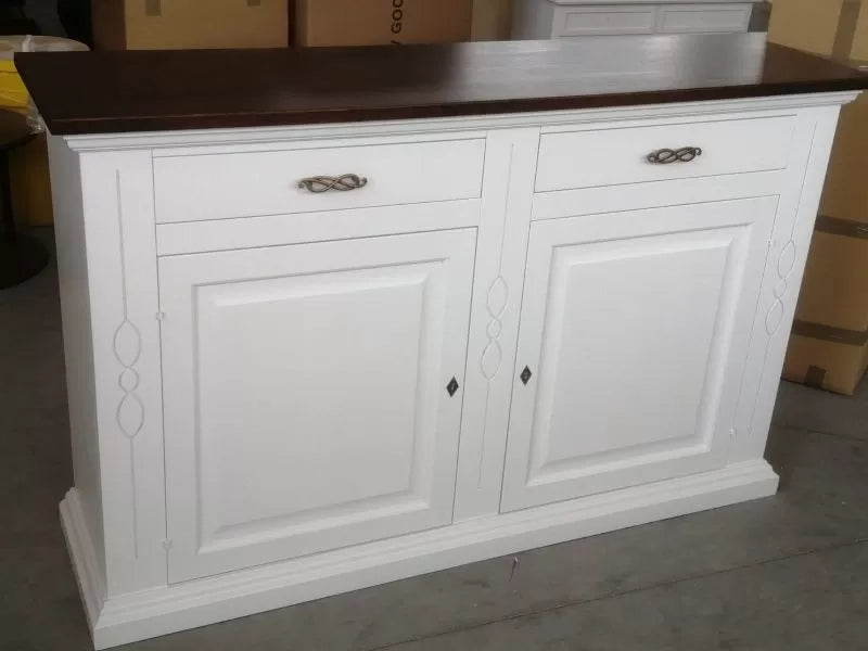 Credenzone shabby 2 ante 2 cassetti bianco/noce - Mobili 2G