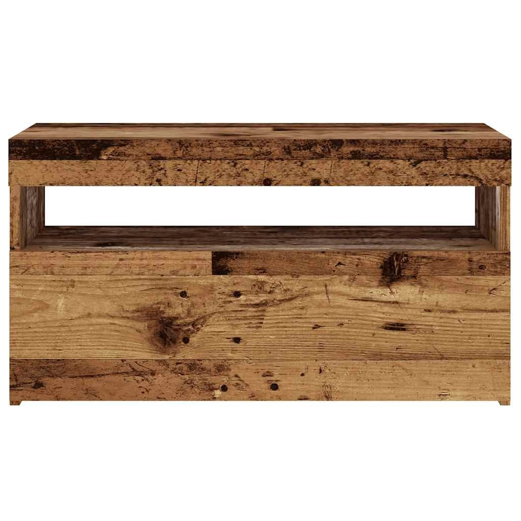 Mobile TV multimediale scaffale TV credenza mobile TV sala da pranzo soggiorno camera da letto con luci LED 2 pezzi legno vecchio legno ingegnerizzato marrone 02_0028887
