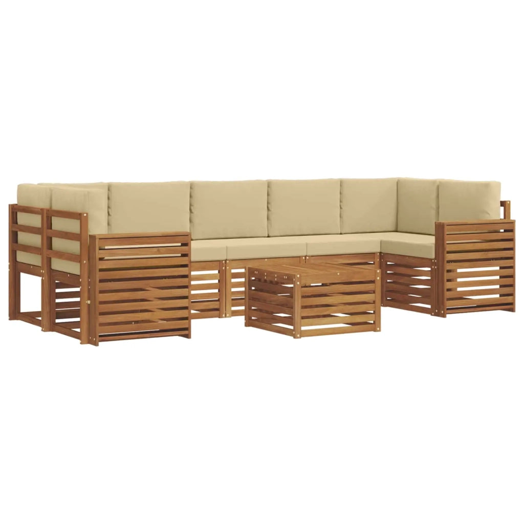Set di divani da esterno con cuscino 8 pcs Naturale e Beige