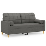 Divano | Divano da soggiorno | Sofa a 2 Posti con Cuscini Grigio Scuro 140 cm in Tessuto