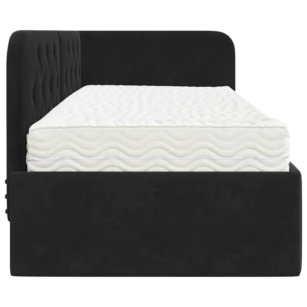 Letto singolo | Letto per adulti | Cornice del letto ad angolo Nero 80 x 200 cm Velluto