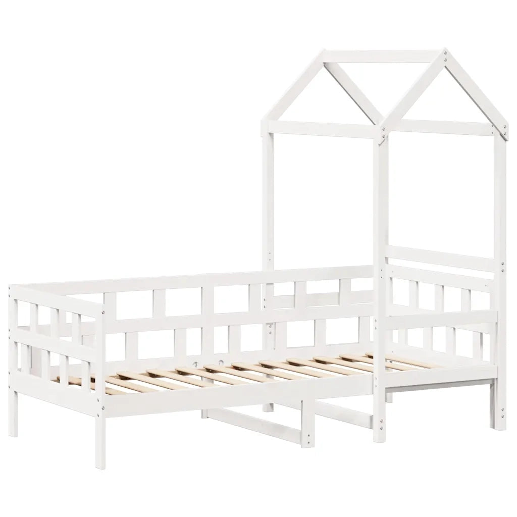 Dormeuse con Tetto 80x200 cm Bianco in Legno Massello di Pino