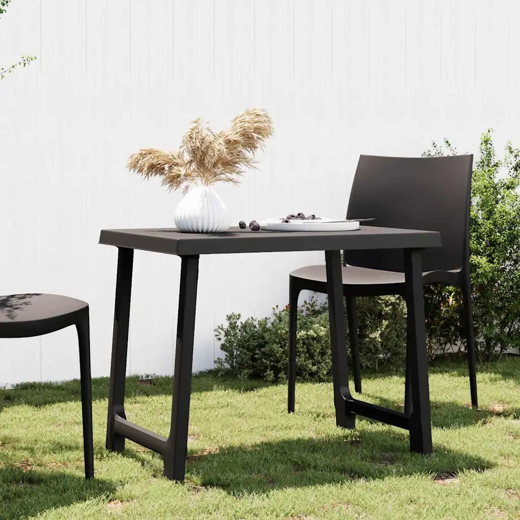 Tavolino da Giardino | Tavolo da Campeggio Antracite 79x56x64cm in PP Aspetto in Legno