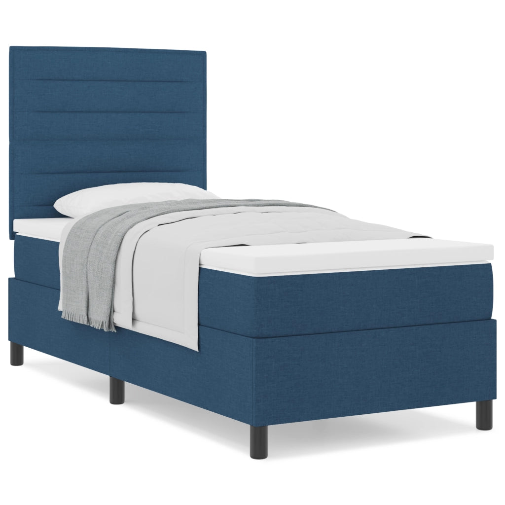 Letto con rete ortopedica e materasso blu 80x200 cm tessuto
