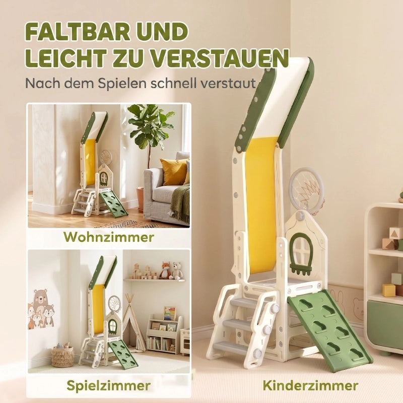 SCIVOLO 4 in 1 Pieghevole 132 cm con Canestro e Contenitore Bianco Crema