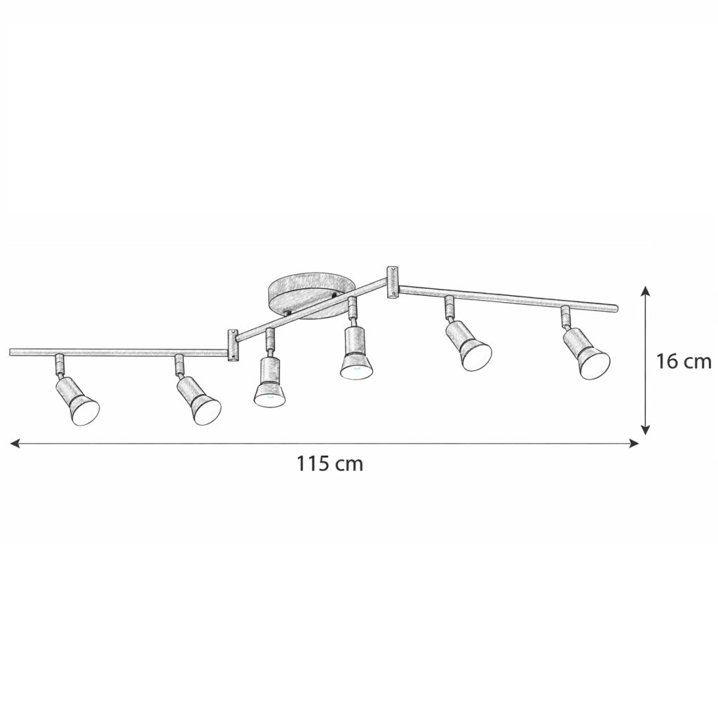 Plafoniera da soffitto orientabile 6 luci GU10 in metallo bianco design moderno per cucina soggiorno studio