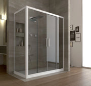 Box doccia scorrevole 4 ante con lato fisso pvc, cristallo 6mm Forglas 90x130 cm
