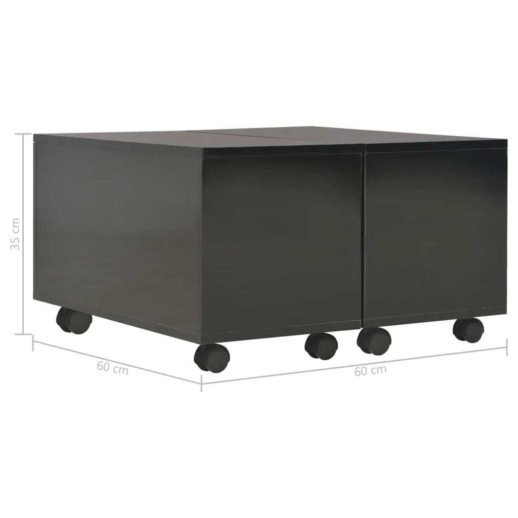 Tavolino da salotto | Tavolino da caff¨¨ | Tavolino da Soggiorno Nero Lucido 60x60x35 cm Legno Multistrato