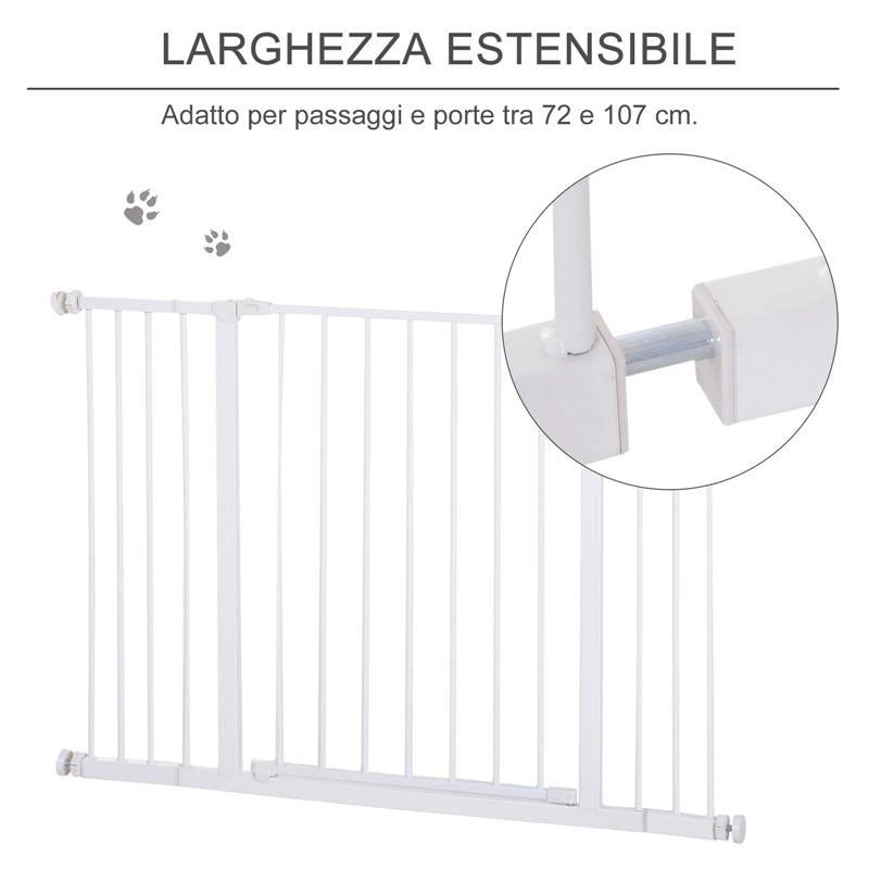 CANCELLETTO PER CANI ESTENSIBILE DA 72 A 107 CM CON MONTAGGIO A PRESSIONE