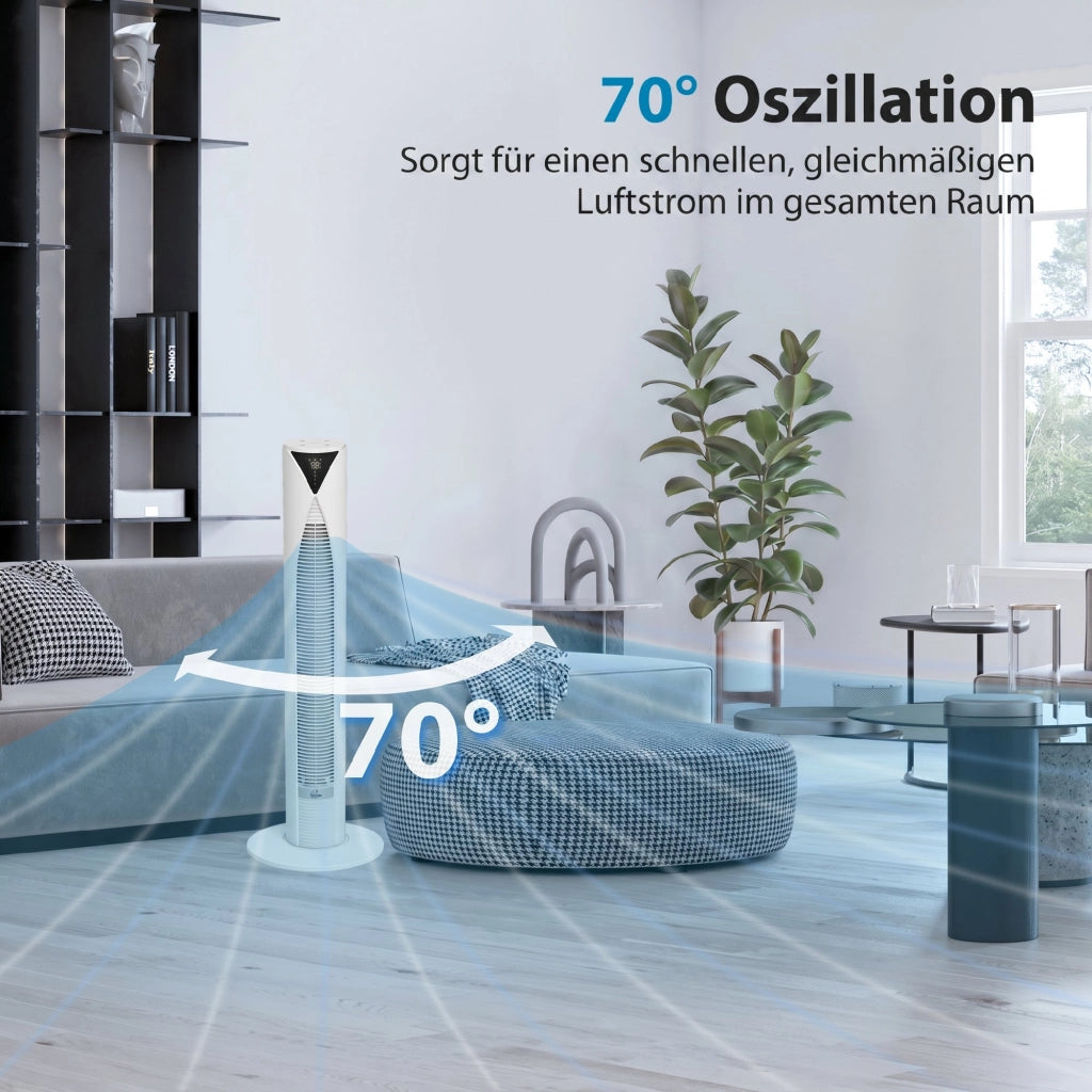 Ventilatore a torre oscillante con telecomando 4 modalit¨¤ 3 velocit¨¤ timer ¨C zephmum ¨C 31.5x31.5x96 cm bianco