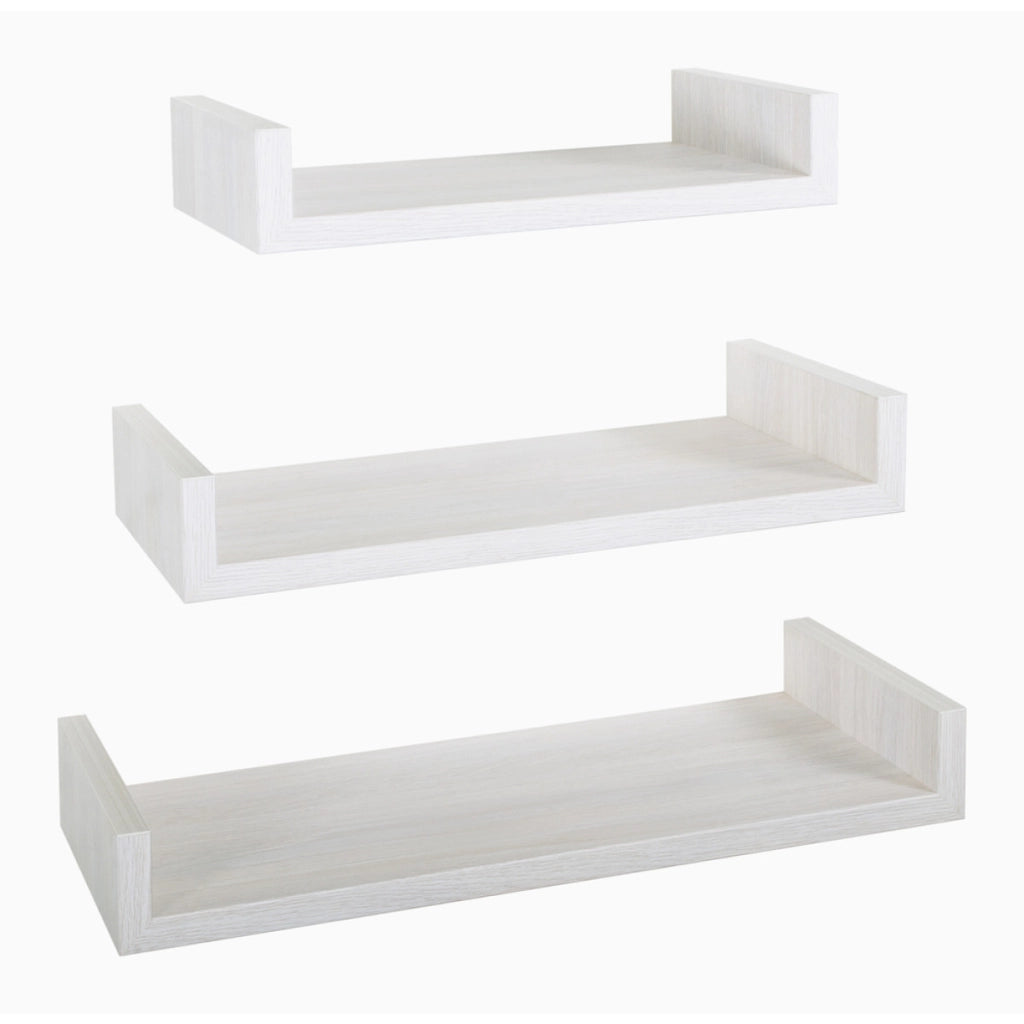 Set di 3 Mensole da Muro Modello CALAMITA MAXI, Mensole Muro Design, Mensola da Parete. Misure 60x8 p23.7 cm, 50x8 p23.7 cm e 40x8 p23.7 cm. Finitura  ROV. SBIANCATO - MADE IN ITALY