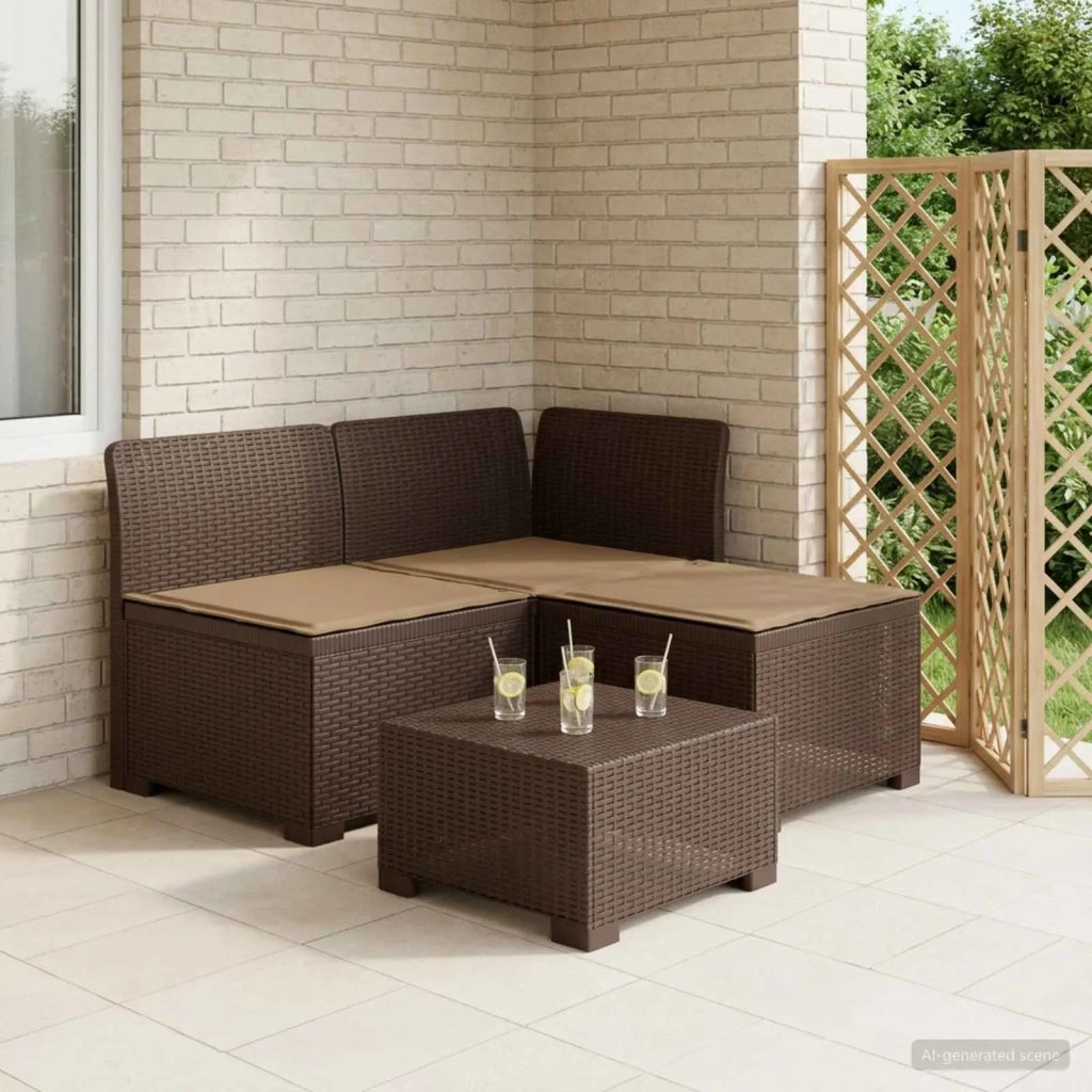 Divano da giardino 3 posti con cuscini in look rattan PP 8011894