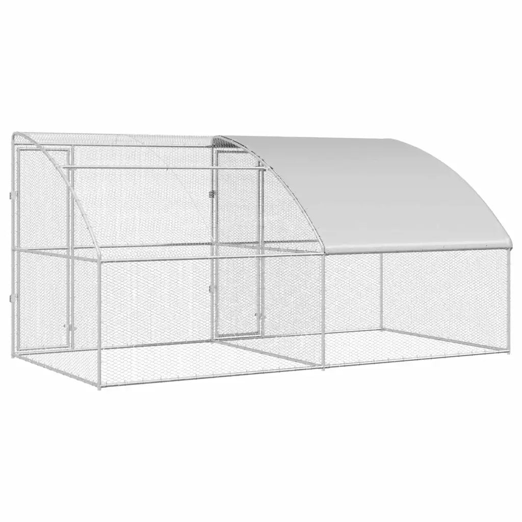 vidaXL Gabbia per polli Argento 400 x 200 x 198.5 cm Acciaio zincato