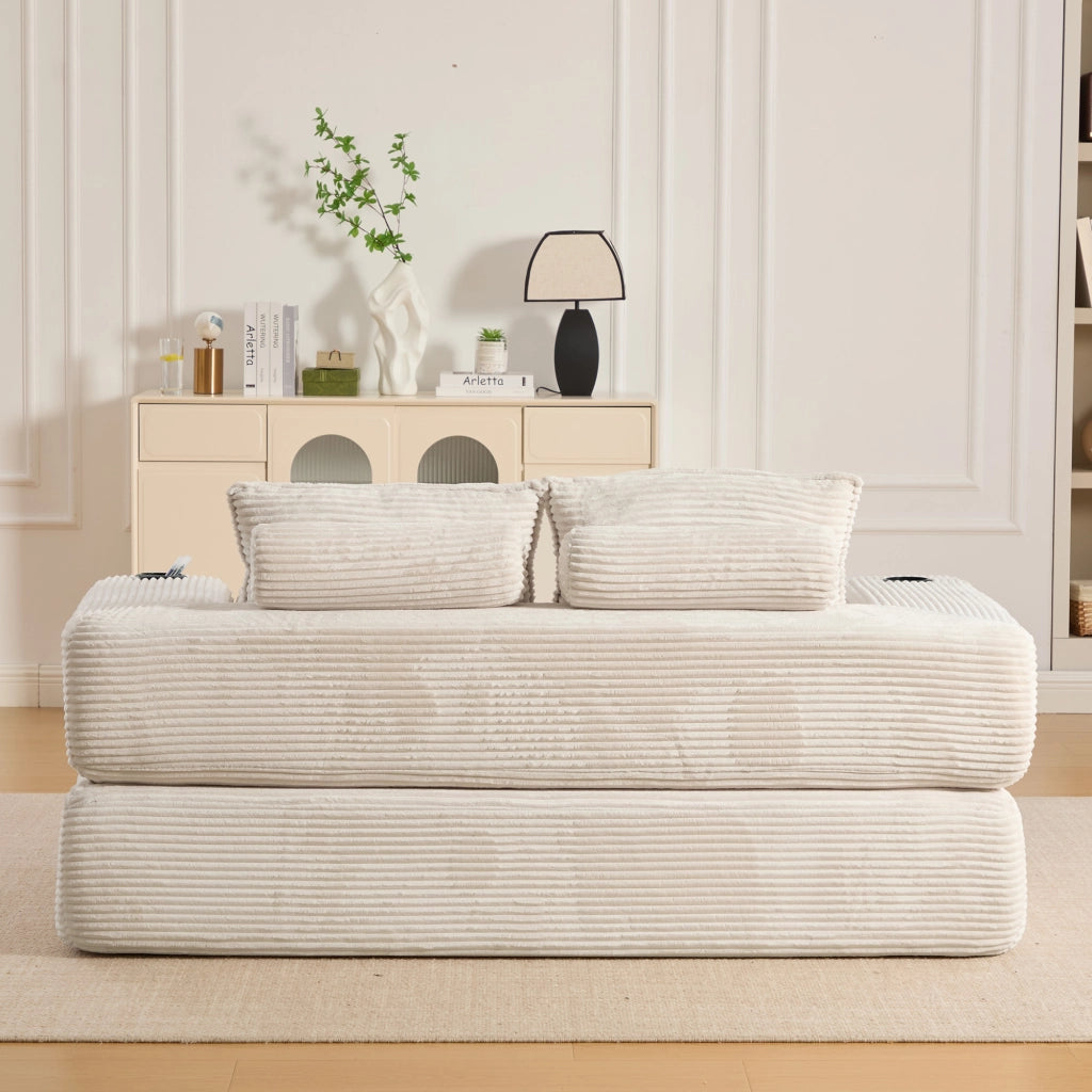 DIVANO LETTO 180x98x80 cm in corduroy beige