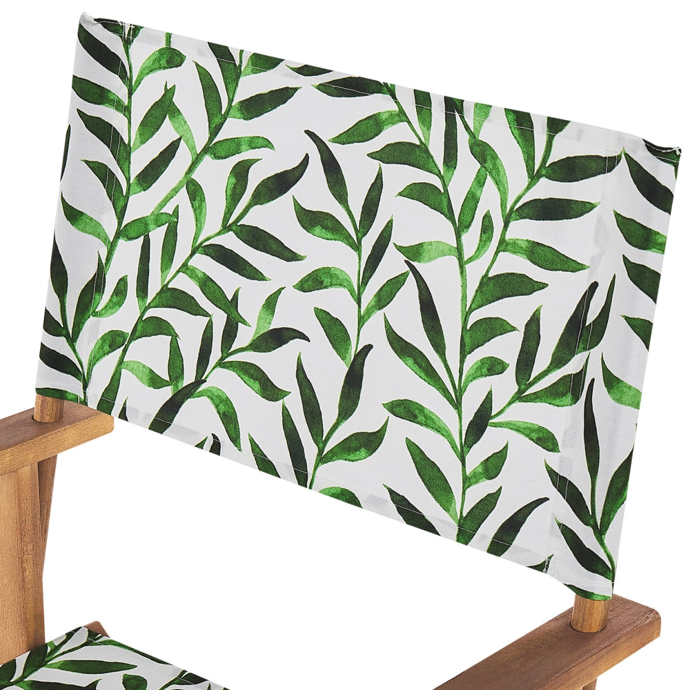 Set di 2 sedie da regista da giardino in legno chiaro con foglie di acacia bianco sporco tessuto sostitutivo pieghevole con 2 Tele intercambiabili