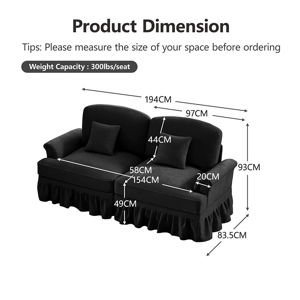 Divano angolare 2 posti - Xylo - Stile mid-century, chenille, nero