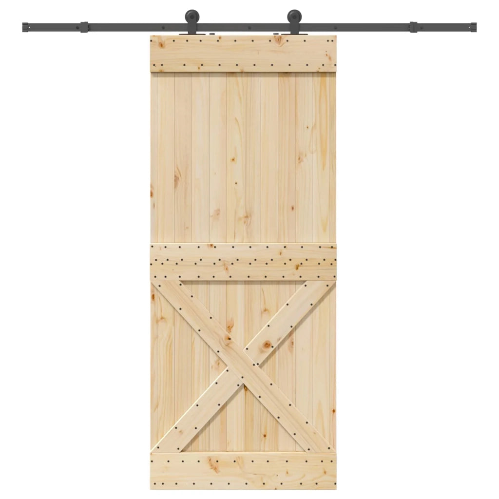 Porta scorrevole NARVIK Naturale e Nero 95 x 210 cm (213,5 cm) 3445369